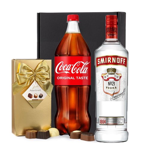 Smirnoff Red Vodka with Coca-Cola & Chocolates Gift Box | Spirit Mixer Set